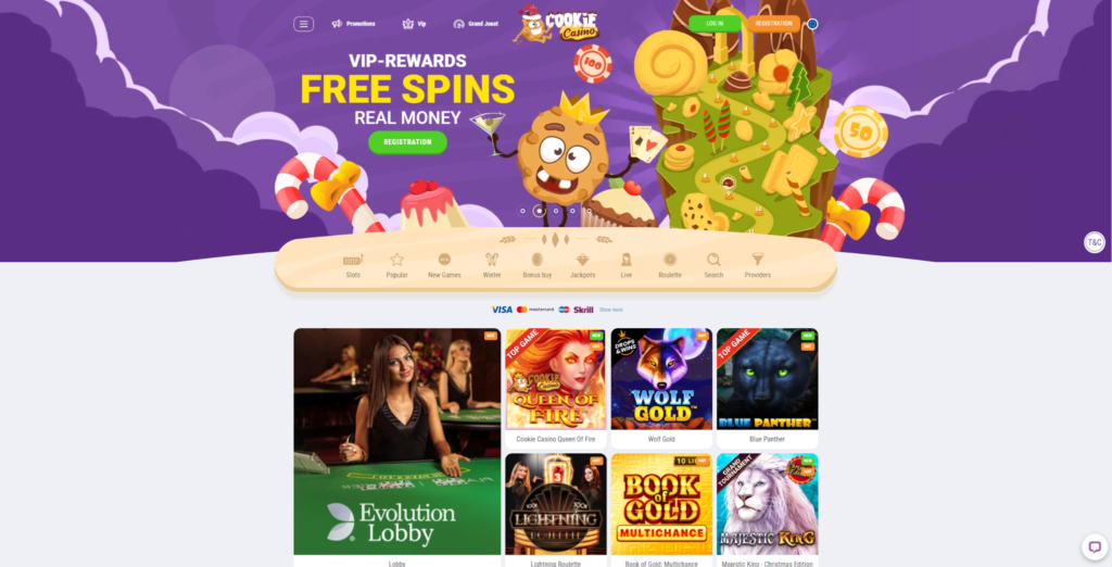 Cookie Casino bonuspagina met welkomstaanbieding